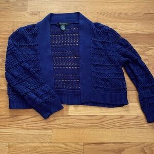 89th & Madison Navy Cropped Cardigan